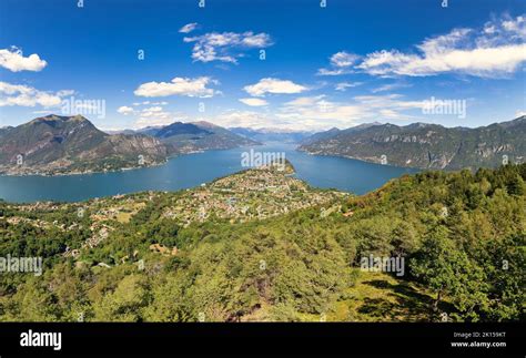 Beautiful aerial panoramic view of Bellagio and Lake Como divided in ...