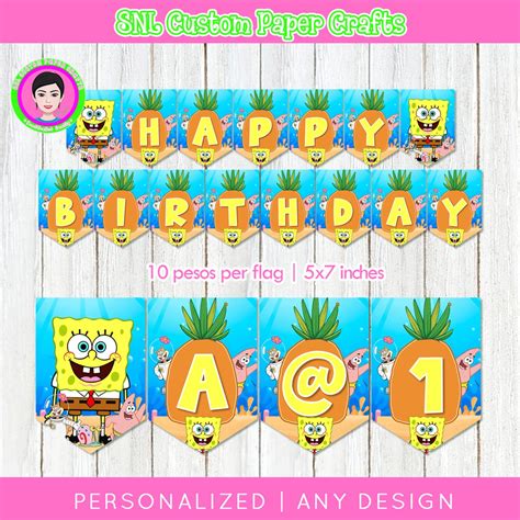 Spongebob Happy Birthday Banner Customized Letters | Shopee Philippines