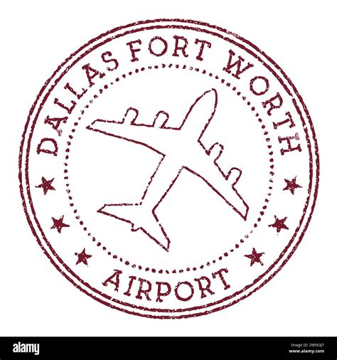 Dallas Fort Worth Airport stamp. Airport of Dallas-Fort Worth round logo. Vector illustration ...