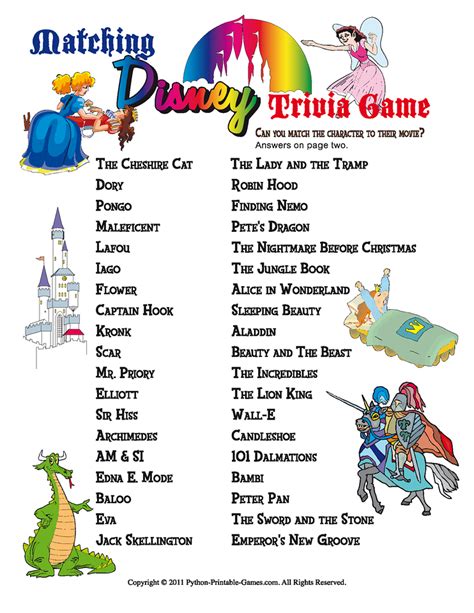 Disney Trivia Match Game: Oscar Party Games! | Disney trivia questions ...