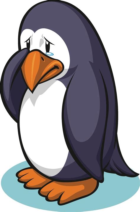 Pingüino triste secándose las lágrimas llorando ilustración de dibujos animados dibujo vectorial ...