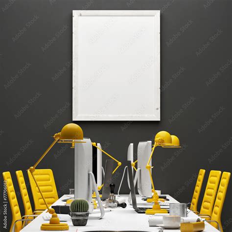 Conference room, mock up office, poster background Stock Illustration ...