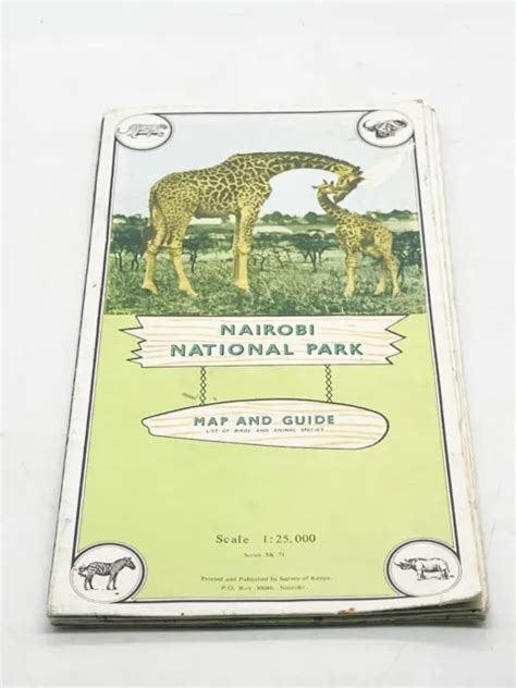 VINTAGE NAIROBI NATIONAL Park Map And Guide - Publish Survey Of Kenya $12.54 - PicClick
