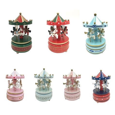 2019 Musical box carousel music carousel wooden carousel music box toy children's doll game-in ...