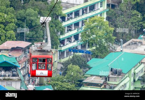 Gangtok, Sikkim, India - 3 May, 2018 : A cable car operating at the capital city of Sikkim ...