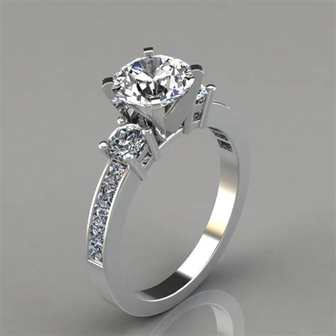 3 Stone Round Brilliant Cut Moissanite Engagement Ring