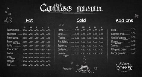 Coffee Menu Template Drinks Menu Cafe Menu Instant - Etsy Canada