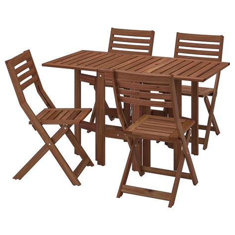ÄPPLARÖ Table+4 folding chairs, outdoor, brown stained - Buy online or in-store - IKEA