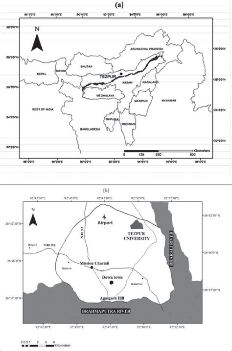 Map of study area: (A) Tezpur, Northeast India and adjoining regions ...