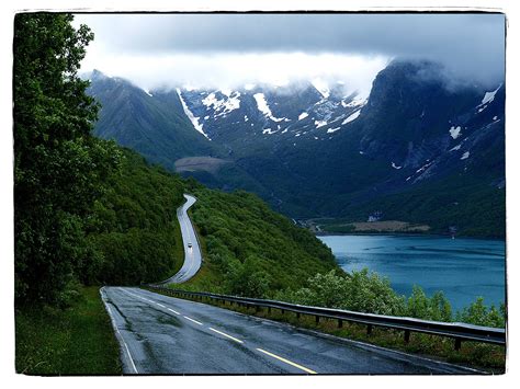 A road in the north of Norway, taken in rain. | Natural landmarks, Landmarks, Photo