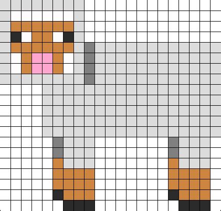 Minecraft Grey Sheep Perler Bead Pattern | Bead Sprites | Animals Fuse Bead Patterns