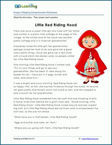 Printable Little Red Riding Hood Story
