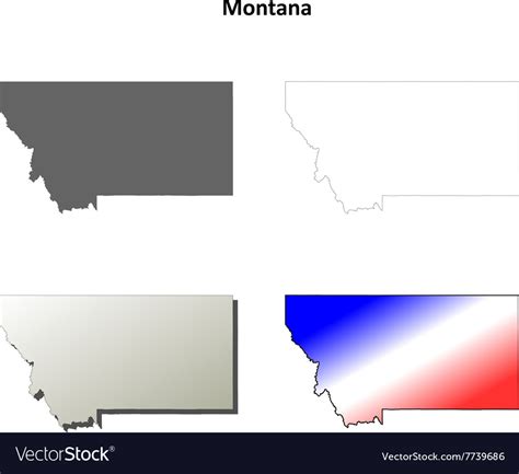 Montana outline map set Royalty Free Vector Image