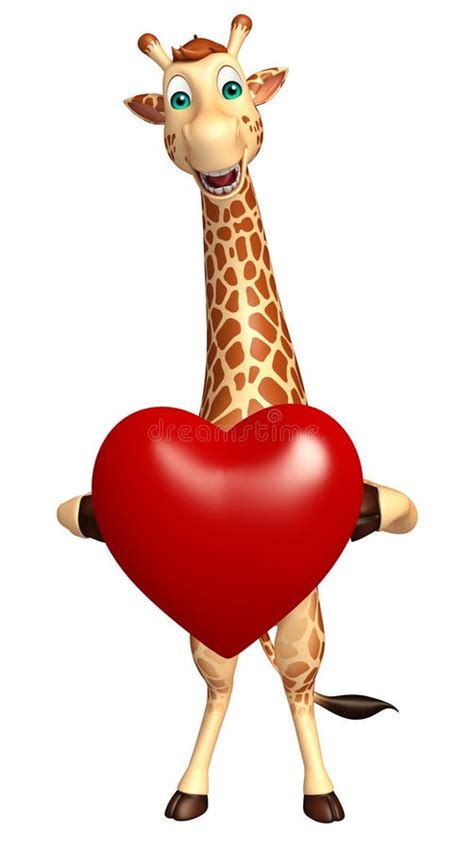 Giraffe Cartoon Character with Heart Stock Illustration - Illustration ...