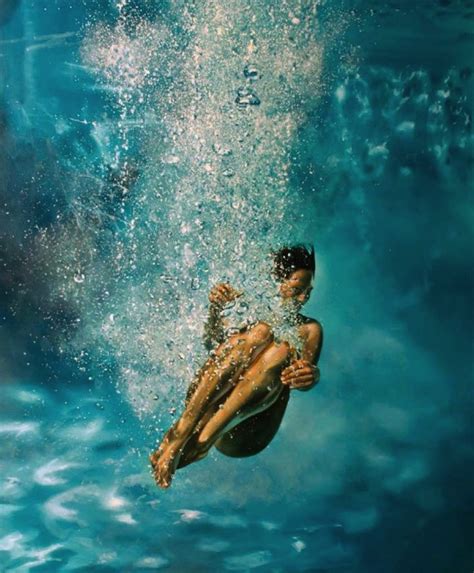 Amazing oil painting of jumping into water Under The Water, Underwater Photography, Art ...