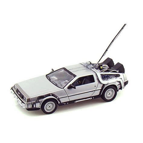 Back to the Future DeLorean Time Machine, Silver - Welly 22443W/24 - 1/24 Scale Diecast Model ...