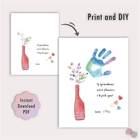 Grandparents Day Printable Handprint Art for Grandmother DIY - Etsy