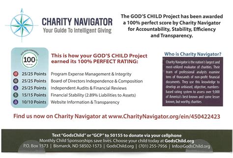 Perfect Rating by Charity Navigator - The GODS CHILD Project