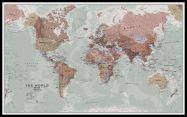 Large Executive World Wall Map Political (Pinboard & framed - Black)
