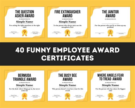 Employee Appreciation Gifts Award Certificates, 40 Printable and ...