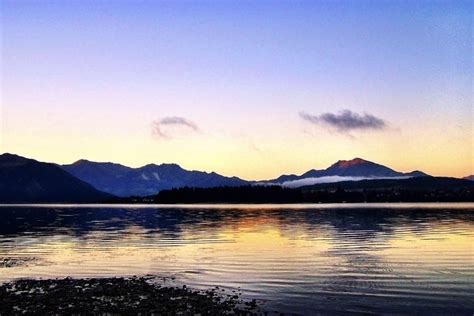 Peaceful Lake Wanaka, New Zealand at Sunset