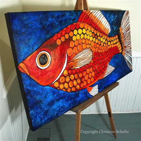 Fish Painting Fine Art on Canvas por TaylorArts en Etsy Simple Canvas ...