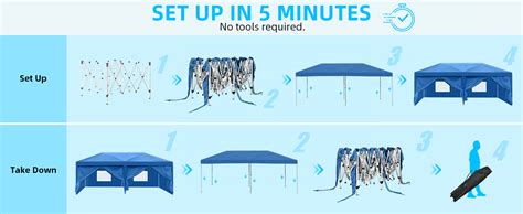 Amazon.com: DWVO 10x20 Pop Up Canopy Tent with 6 Removable Sidewalls, Easy Set-Up Outdoor Patio ...