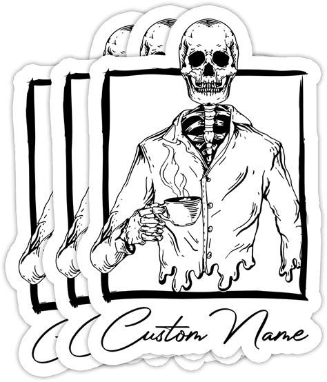 Buy Personalized Stickers, Custom Name Skeleton Drinking Sticker, Gift for y Skeleton Lover ...