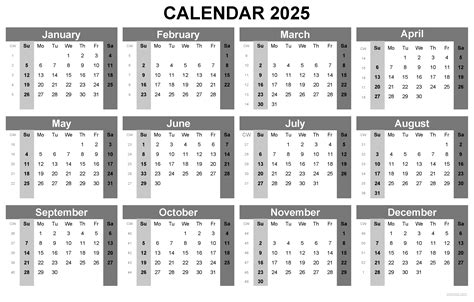 Printable Calendar For 2025 Pdf - Sheba Christel