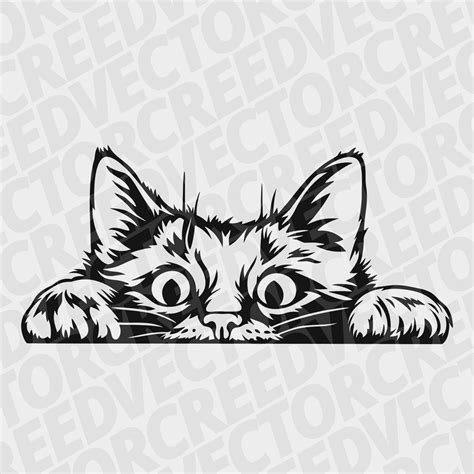 Cute cat, peeking cat, funny kitty, cat svg, pet svg, animal funny face, printable png, DXF ...