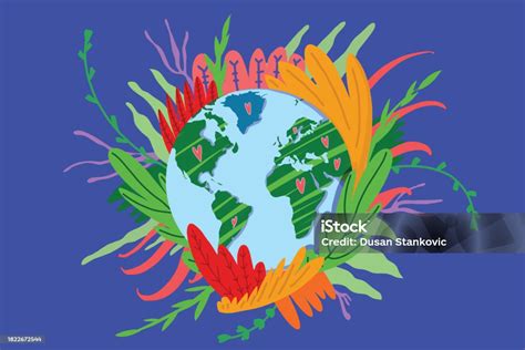 Earth Day 2024 Stock Illustration - Download Image Now - Flower, Heart ...