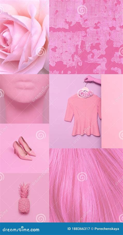 Fashion Aesthetic Moodboard. Style and Pink Color. Minimal Stock Image ...