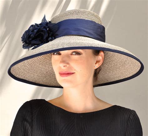 Wedding Hat Kentucky Derby Hat Formal Hat Taupe gray Navy Hat, Women's ...