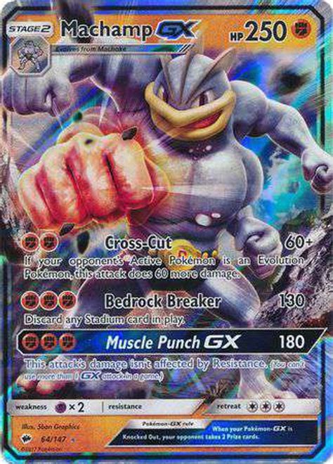 Pokemon Sun Moon Burning Shadows Single Card Ultra Rare Holo Machamp-GX 64 - ToyWiz