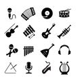 Assorted black musical instruments icons Vector Image