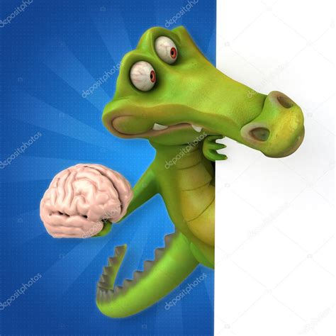 Crocodile holding brain and card Stock Photo by ©julos 121556978