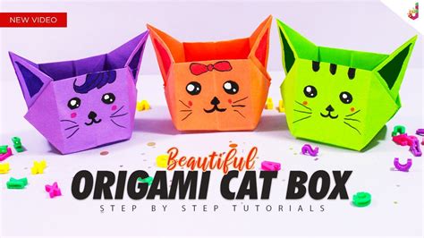 Cat Origami Box | Easy Paper Box Tutorial | Paper Crafts - YouTube