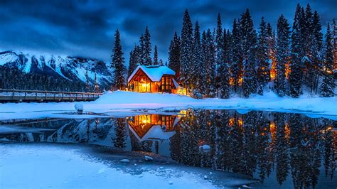 Man Made, Cabin, Water, Snow, HD wallpaper | Peakpx