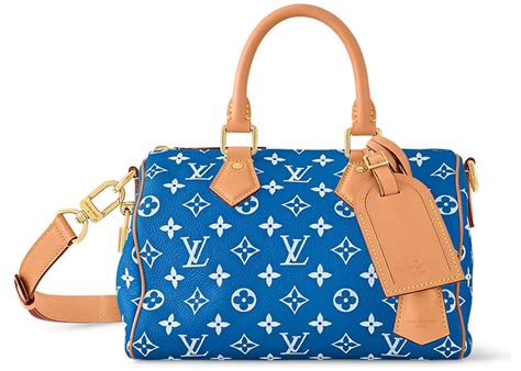 Louis Vuitton Speedy P9 Bandoulière 25 Monogram Leather Blue in Soft Calfskin with Gold-tone - US