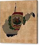 West Virginia State Flag Map Outline With Founding Date On Worn Parchment Background Mixed Media ...