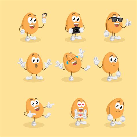 egg character cartoon mascot illustration set bundle 5487253 Vector Art ...