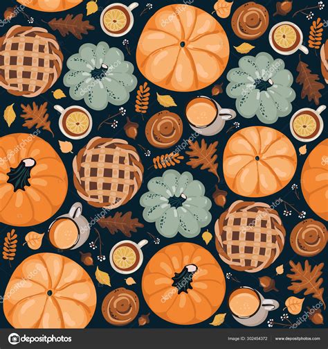 Cute seamless autumn pattern background. Autumn wallpaper Stock Vector ...