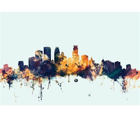 Skyline Series: Minneapolis, Minnesota, USA Graphic Art on Wrapped ...