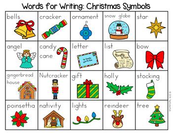 Christmas Symbols Word List - Writing Center by The Kinder Kids | TPT