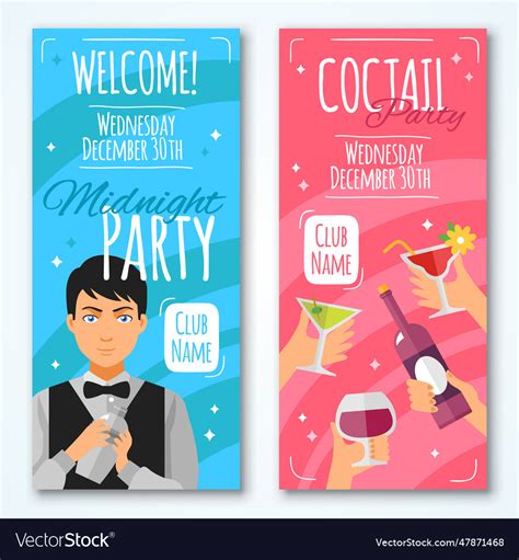 Cocktail invitations design set Royalty Free Vector Image