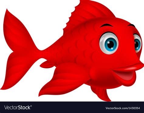 Cute red fish cartoon Royalty Free Vector Image