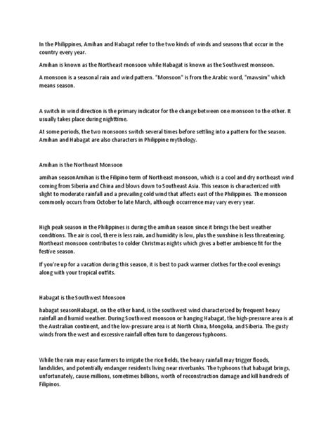 The Seasonal Winds and Monsoons of the Philippines: Amihan and Habagat | PDF | Monsoon | Rain