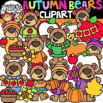 Autumn Bears Clipart {Fall, Autumn Clipart} by Creating4 the Classroom Clipart