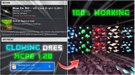 GLOWING ORES TEXTURE PACK IN MINECRAFT 1.20 POCKET EDITION [100% WORKING] | MCPE GLOWING ORES ...