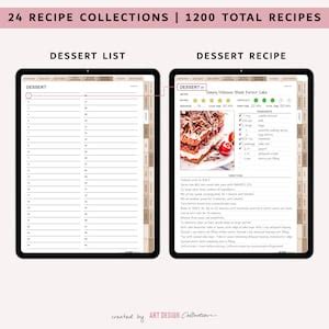 Digital RECIPE BOOK, Goodnotes Planner, iPad Planner Notability Planner Yearly Meal Digital ...